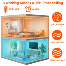 Load image into Gallery viewer, 1500W Electric Space Heater Ceramic Heater Fan with 3 Modes Remote Control Digital Display