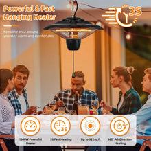 Load image into Gallery viewer, 1500W Outdoor Hanging Patio Ultra-Quiet Electric Heating Lamp