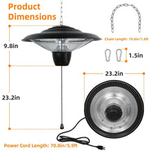 Load image into Gallery viewer, 1500W Outdoor Hanging Patio Ultra-Quiet Electric Heating Lamp