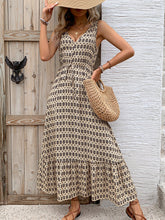 Load image into Gallery viewer, Vintage Printed V-Neck Tie Waist Midi Dress Lightweight Trendy & Elegant Dress for Women