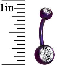 将图片加载到图库查看器,Grade 23 Titanium Purple Double Gem Curved Belly Ring