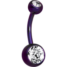 将图片加载到图库查看器,Grade 23 Titanium Purple Double Gem Curved Belly Ring