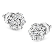 Load image into Gallery viewer, 14K White Gold 1/2 cttw Round-Cut Diamond Floral Stud Earrings (I-J Color, SI2-I1 Clarity)