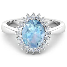 Load image into Gallery viewer, 1.24 Carat Genuine Aquamarine and White Diamond 14K White Gold Ring