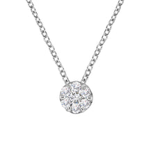 Load image into Gallery viewer, 14K White Gold 1/4 Cttw Shared Prong Set Round-Ct Diamond 7 Stone Floral Cluster 18" Pendant Necklace (H-I Color, SI2-I1 Clarity)