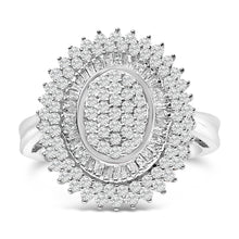 将图片加载到图库查看器,Sterling Silver 2.0 Cttw Diamond Oval Halo Cocktail Ring
