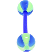 Load image into Gallery viewer, Bioplast Blue Green Beach Ball Barbell Tongue Ring