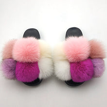 Load image into Gallery viewer, New SeasonSummer Women Slippers Faux Fur Slides For Women Fluffy Slippers House Shoes Woman Slippers Open Toe Fuzzy Fur Slippers Girls Fluffy House Slides Outdoor Indoor Slippers