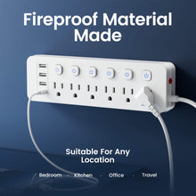 Load image into Gallery viewer, 10-in-1 Multi-Outlet Power Strip – 6 AC, 3 USB-A, 1 Type-C