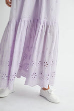 Load image into Gallery viewer, Eyelet Lace Maxi Dress With Side Strap Details – Elegant Fluttering Eyelet Lace Maxi Dress, Modern Side Strap Design, Formal Summer Maxi Dress, Sophisticated Event Dress