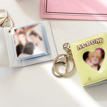 Load image into Gallery viewer, 16 Photos Card Holder 1 Inches Card Bag Photo Album Keychain Hollow Love Photo Holder Key Rings Holds Memory Album DIY Memorable Gifts For Loved Ones