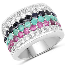 将图片加载到图库查看器,4.28 Carat Genuine Multi Stone .925 Sterling Silver Ring