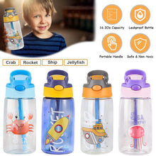 Load image into Gallery viewer, 16.2oz Leak-proof Kids Water Bottle with Straw Push Button