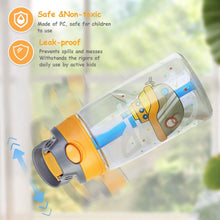 Load image into Gallery viewer, 16.2oz Leak-proof Kids Water Bottle with Straw Push Button