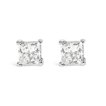 Load image into Gallery viewer, 14K White Gold 3/8 Cttw Lab Grown Princess-Cut Diamond 4-Prong Solitaire Stud Earrings (VS1-VS2 Clarity, F-G Color)