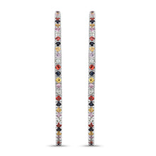 Load image into Gallery viewer, 2.24 Carat Genuine Multi Sapphire .925 Sterling Silver Earrings