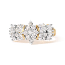 Load image into Gallery viewer, 10K Yellow Gold 1.00 Cttw Diamond Starburst Ring Band (H-I Color, I1-I2 Clarity) - Ring Size 7
