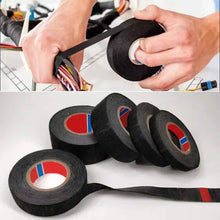 Load image into Gallery viewer, 5-Meter Heat-Resistant Electrical Tape – Black Polyester for Car & Cable Management