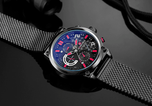 Load image into Gallery viewer, Men's Multifunction Analog Quartz Watches Waterproof Wrist Watch With Stainless Steel Mesh Band Excellent Design Perfect Gift