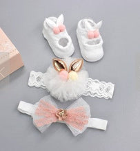 Load image into Gallery viewer, Flower Baby Girl Headband Socks Set Shoes With Crown Bows Newborn Headbands For Girls Turban Baby Hair Accessories