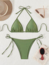 将图片加载到图库查看器,Swimwear Women Bandage Women Triangle Bathing Suits 2 Pieces Bikini Bowknot Swimsuit Bikini Set Swimwear Bikini Sets Bikinis Bathing Suit Push Up Swimsuit Summer Beachwear