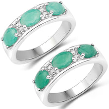 Load image into Gallery viewer, 1.38 Carat Genuine Emerald and White Topaz .925 Sterling Silver Ring