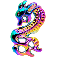 Load image into Gallery viewer, Rainbow Titanium Anodized 3-D Dragon Barbell Tongue Ring