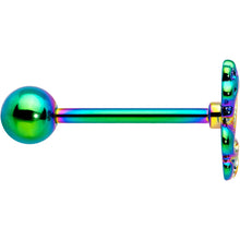 Load image into Gallery viewer, Rainbow Titanium Anodized 3-D Dragon Barbell Tongue Ring