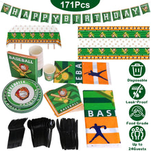 Load image into Gallery viewer, 171-Pieces: Baseball Birthday Party Disposable Dinnerware Set