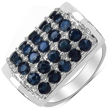 Load image into Gallery viewer, 3.51 Carat Genuine Blue Sapphire & White Diamond .925 Sterling Silver Ring