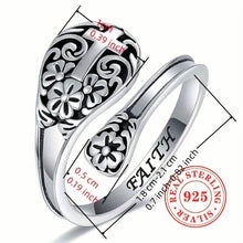 Load image into Gallery viewer, 925 Sterling Silver Bohemian Faith Ring – Adjustable Vintage Cross
