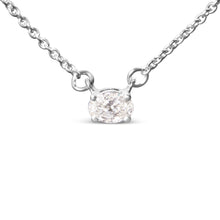 Load image into Gallery viewer, 14K White Gold 1/4 Cttw Lab Grown Oval Solitaire Diamond East West 18" Pendant Necklace (G-H Color, VS2-SI1 Clarity)