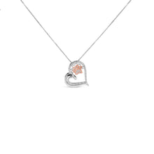 Load image into Gallery viewer, 14K Rose Gold Plated Sterling Silver 1/10 Cttw Diamond Paw & Heart Pendant Necklace