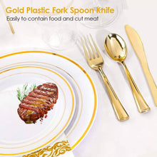 Load image into Gallery viewer, 175-Pieces: Disposable Gold Dinnerware Set