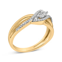 Load image into Gallery viewer, 14K Yellow Gold Plated Sterling Silver 1/10 Cttw Diamond Bypass Ring