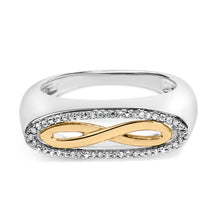 Load image into Gallery viewer, 14K Yellow Gold Plated Sterling Silver Diamond Accent Infinity Ring