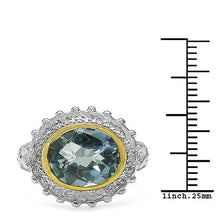 Load image into Gallery viewer, Two Tone Plated 5.01 Carat Genuine Blue Topaz & White Topaz .925 Sterling Silver Ring