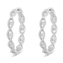 Load image into Gallery viewer, 10K White Gold Diamond Hoop Earrings (1 1/2 cttw, H-I Color, I1-I2 Clarity)