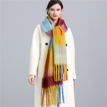 Load image into Gallery viewer, New Luxury Winter Soft Head Wraps Plaid Scarf Shawls Cashmere Warm Cashmere Scarves Rainbow For Women