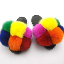 Load image into Gallery viewer, New SeasonSummer Women Slippers Faux Fur Slides For Women Fluffy Slippers House Shoes Woman Slippers Open Toe Fuzzy Fur Slippers Girls Fluffy House Slides Outdoor Indoor Slippers