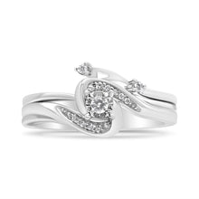 Load image into Gallery viewer, .925 Sterling Silver 1/10 Cttw Diamond Swirl and Bypass Bridal Set Ring and Band (I-J Color, I3 Clarity) - Size 7