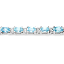 Load image into Gallery viewer, 8.84 Carat Genuine Blue Zircon and Topaz White .925 Sterling Silver Bracelet