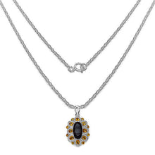 Load image into Gallery viewer, 6.40 Carat Genuine Smoky Quartz, Citrine & White Diamond .925 Sterling Silver Pendant