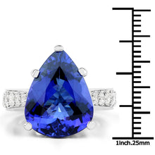 Load image into Gallery viewer, 11.40 Carat Genuine Tanzanite and White Diamond 18K White Gold Ring