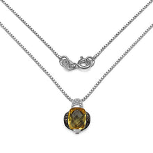 Load image into Gallery viewer, 2.91 Carat Genuine Citrine, Champagne Diamond & White Diamond .925 Sterling Silver Pendant