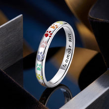 Load image into Gallery viewer, 925 Sterling Silver Enamel Oxidized Silver Ring Size 6.0