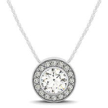 Load image into Gallery viewer, Diamond Halo with Center Bezel in 14k White Gold (5/8 cttw)