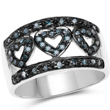Load image into Gallery viewer, 0.32 Carat Genuine Blue Diamond .925 Sterling Silver Ring