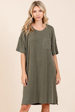 Load image into Gallery viewer, Urban Rib Knit Short Sleeve Tee Dress For Women – Comfortable, Trendy, Chic & Versatile Dress for Casual Occasions