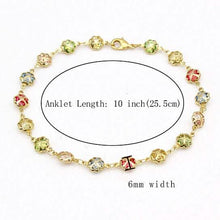 Load image into Gallery viewer, 18k Gold Filled High Polish Finish Gold Multi Color Crystal Anklet